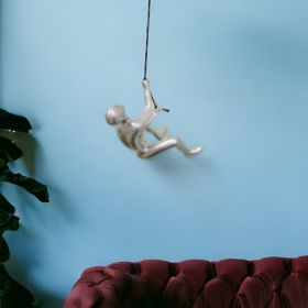 6" Silver Unique Climbing Man With Rope Wall Art