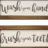 Set Of Three Bathroom Rules Wood Framed Wall Art