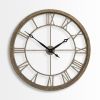 32" Circle Brown Metal Skeleton Wall Clock