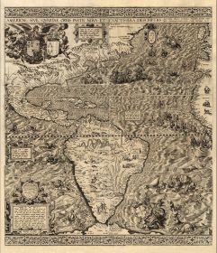 Vintage 1598 Map Of The Americas Unframed Print Wall Art