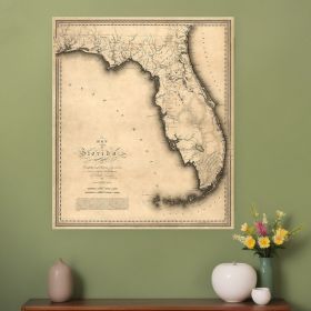 20" X 24" C1823 Early Map Of Florida  Vintage  Poster Wall Art