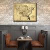 24" X 30" Eagle Map Of America C1833 Vintage  Poster Wall Art