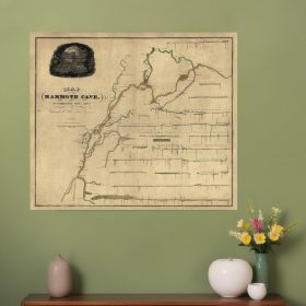 20" X 24" Map Of Kentucky Mammoth Cave Vintage Poster Wall Art