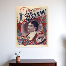 30" X 24" Houdini King Of Cards Vintage Magic Poster Wall Art