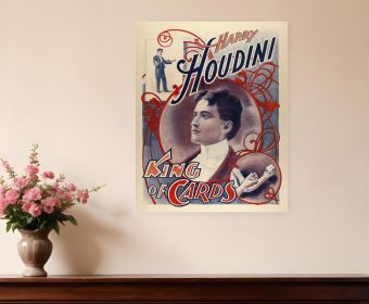 20" X 16" Houdini King Of Cards Vintage Magic Poster Wall Art