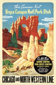 20" X 30" Vintage 1950S Bryce Canyon National Park Wall Art