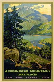 12" X 18" Vintage 1920S Adirondack Mountains Wall Art