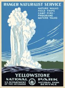 20" x 28" Yellowstone National Park c1938 Vintage Travel Poster Wall Art