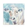 30" x 30" Blue Pastel Watercolor Cow Unframed Canvas Wall Art