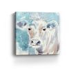 30" x 30" Blue Pastel Watercolor Cow Unframed Canvas Wall Art