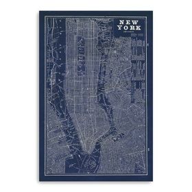 24" x 16" Indigo and White Aerial New York Map Canvas Wall Art