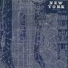 48" x 32" Indigo and White Aerial New York Map Canvas Wall Art