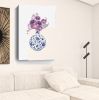 48" x 32" Blue and White Happiness Floral Vase Canvas Wall Art