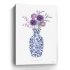 36" x 24" Blue and White Life Floral Vase Canvas Wall Art