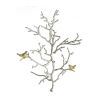 Modern 22" Silver Branch and Golden Birds Wall Art