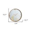 2" Round Gold And White Wood Analog Wall Clock