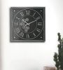 24" Black and Silver Vintage Style Gears Square Wall Clock