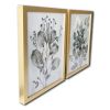 Set Of Two Two Piece Grey Leaves Framed Wall Art Picture Frame Graphic Art Wall Art