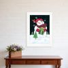 Plaid Stocking Hat Snowman White Framed Print Wall Art