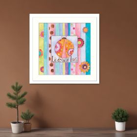 Ladybug Hugs White Framed Print Wall Art