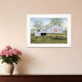 Tulip Quilt Block Barn 1 White Framed Print Wall Art