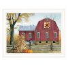 Autumn Leaf Quilt Block Barn 1 White Framed Print Wall Art