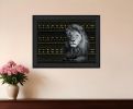 Patterned Lion Black Framed Print Wall Art