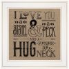 Hugs Around the Neck 1 White Framed Print Wall Art