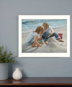 Sand Castle Builders 1 White Framed Print Wall Art