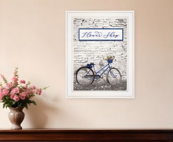 Flower Shop Bicycle 1 White Framed Print Wall Art