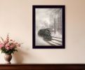 Snowy Locomotive 1 Black Framed Print Wall Art