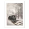 Snowy Locomotive 2 White Framed Print Wall Art