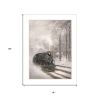 Snowy Locomotive 2 White Framed Print Wall Art