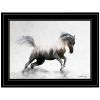 Running White Stallion 2 Black Framed Print Wall Art