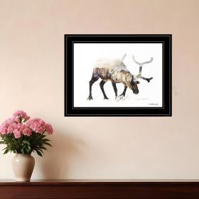 Arctic Reindeer 2 Black Framed Print Wall Art