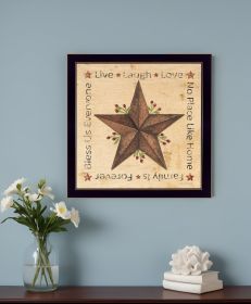 Live Laugh Love Barn Star Black Framed Print Wall Art