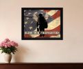 Bless our Firefighters Black Framed Print Wall Art