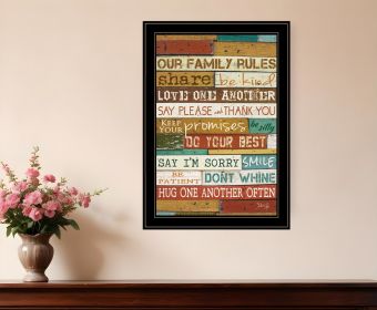 Our Family Rules 7 Black Framed Print Wall Art