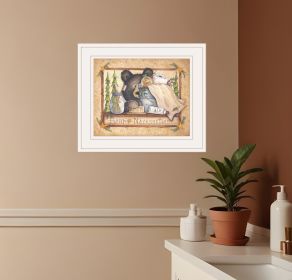 Bear Necessities 1 White Framed Print Bathroom Wall Art