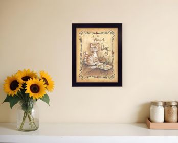 Wash Day 1 Black Framed Print Laundry Wall Art