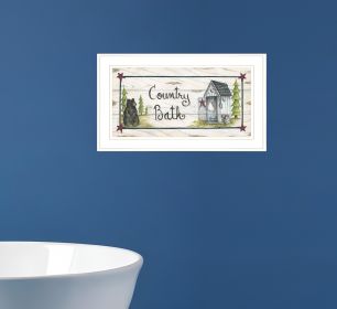 Country Bath 1 White Framed Print Bathroom Wall Art