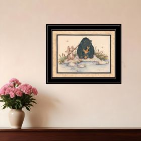 Gone Fishing 2 Black Framed Print Wall Art