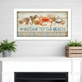 Welcome to the Beach White Framed Print Wall Art