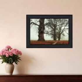 Misty Trees Black Framed Print Wall Art