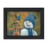 Bluebird Snowman Black Framed Print Wall Art