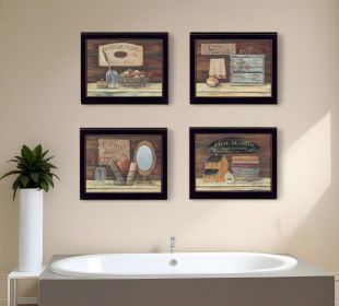 Set Of Four Bathroom COLLECTION I 3 Black Framed Print Bathroom Wall Art