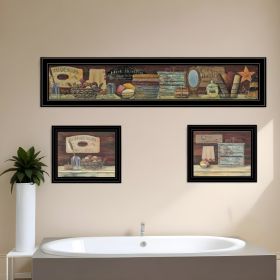 Set Of Three COUNTRY BATH 1 2 Black Framed Print Bathroom Wall Art