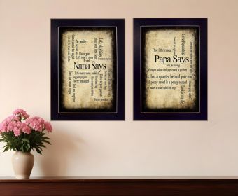 Set Of Two Nana or Papa Black Framed Print Wall Art