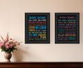 Set Of Two Family Kids Rules Black Framed Print Wall Art