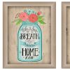 Set Of Two Mason Jars Floral Brown Framed Print Wall Art